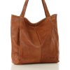 MARCO MAZZINI Světle hnědá kožená shopper kabelka