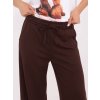 Tmavě hnědé dámské viskózové tepláky s širokými nohavicemi