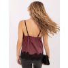 Vínový dámský koženkový top s krajkou