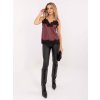 Vínový dámský koženkový top s krajkou