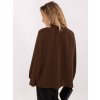 Hnědá halenka z viskózy s nabíranými rukávy a vázáním