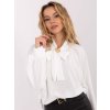 Bílá halenka z viskózy s nabíranými rukávy a vázáním