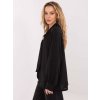 Černá halenka z viskózy s nabíranými rukávy a vázáním
