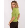 Olivově zelený dámský klasický svetr s krátkým rukávem