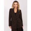 Tmavě hnědé dámské pruhované sako s viskózou