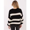 Bílo-černý dámský pruhovaný svetr s nápisem