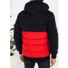 Černo-červená pánská zimní bunda s kapucí