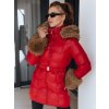 Červená dámská zimní bunda s odnímatelnou kožešinou