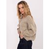Béžový dámský oversize svetr s 3/4 rukávy