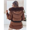 (Vel. XL) Hnědá dámská zimní prošívaná bunda LOVELINA s kapucí (Velikost XL)