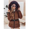 (Vel. XL) Hnědá dámská zimní prošívaná bunda LOVELINA s kapucí (Velikost XL)