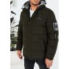 Tmavá khaki pánská zimní bunda s látkovou kapucí