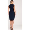 Dámské tmavě modré midi šaty s páskem (Velikost S)