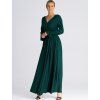 Tmavě zelené maxi šaty s rozparkem