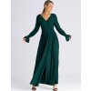 Tmavě zelené maxi šaty s rozparkem