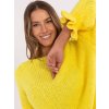 Žlutý dámský oversize svetr s volány na rukávech