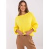 Žlutý dámský oversize svetr s volány na rukávech