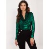 Tmavě zelená dámská elegantní lesklá halenka