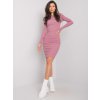 Růžové přiléhavé žebrované šaty