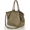 MARCO MAZZINI Béžová kožená shopper kabelka s pletenou přední částí