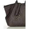 MARCO MAZZINI Tmavě hnědá kožená shopper kabelka s pletenou přední částí