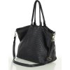 MARCO MAZZINI Černá kožená shopper kabelka s pletenou přední částí