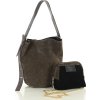 MARCO MAZZINI Tmavě hnědá dámská kožená shopper kabelka