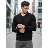 Černý pánský svetr s výstřihem do V