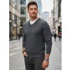 Šedý pánský svetr s výstřihem do V