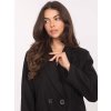 Černý dámský krátký kabát s dvojitým zapínáním