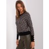 Černý vzorovaný svetr s ozdobnými knoflíky