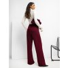Vínové dámské viskózové kalhoty s prošíváním