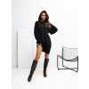 Černé dámské viskózové mini šaty s balónovými rukávy