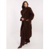 Tmavě hnědý dámský dlouhý teddy kabát