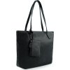 Dámská černá kožená shopper kabelka RILLIA s malou vnější taštičkou