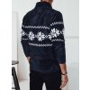 Tmavě modrý pánský stylový svetr s norským vzorem