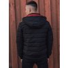 (Vel. 3XL) Černá pánská zimní prošívaná bunda s kapucí