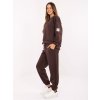 Tmavě hnědá dámská tepláková souprava s příměsí viskózy