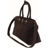 Tmavě hnědá dámská semišová kabelka LIV s přezkami
