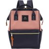 Himawari Prostorný růžovo-modrý dámský batoh s USB portem a kapsou na notebook