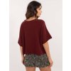 Bordó dámský oversize svetr s krátkým rukávem