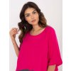 Tmavě růžový dámský oversize svetr s krátkým rukávem