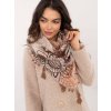 Béžový dámská šátek se vzory a třásněmi
