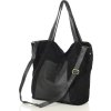 MARCO MAZZINI velká semišová kožená shopper kabelka s kapsou černá