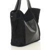 MARCO MAZZINI velká semišová kožená shopper kabelka s kapsou černá