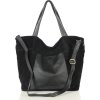 MARCO MAZZINI velká semišová kožená shopper kabelka s kapsou černá