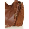 MARCO MAZZINI velká semišová kožená shopper kabelka s kapsou hnědá