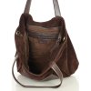 MARCO MAZZINI velká semišová kožená shopper kabelka s kapsou tmavě hnědá