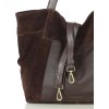 MARCO MAZZINI velká semišová kožená shopper kabelka s kapsou tmavě hnědá