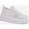 Bílé dámské háčkované tenisky na platformě Evalora